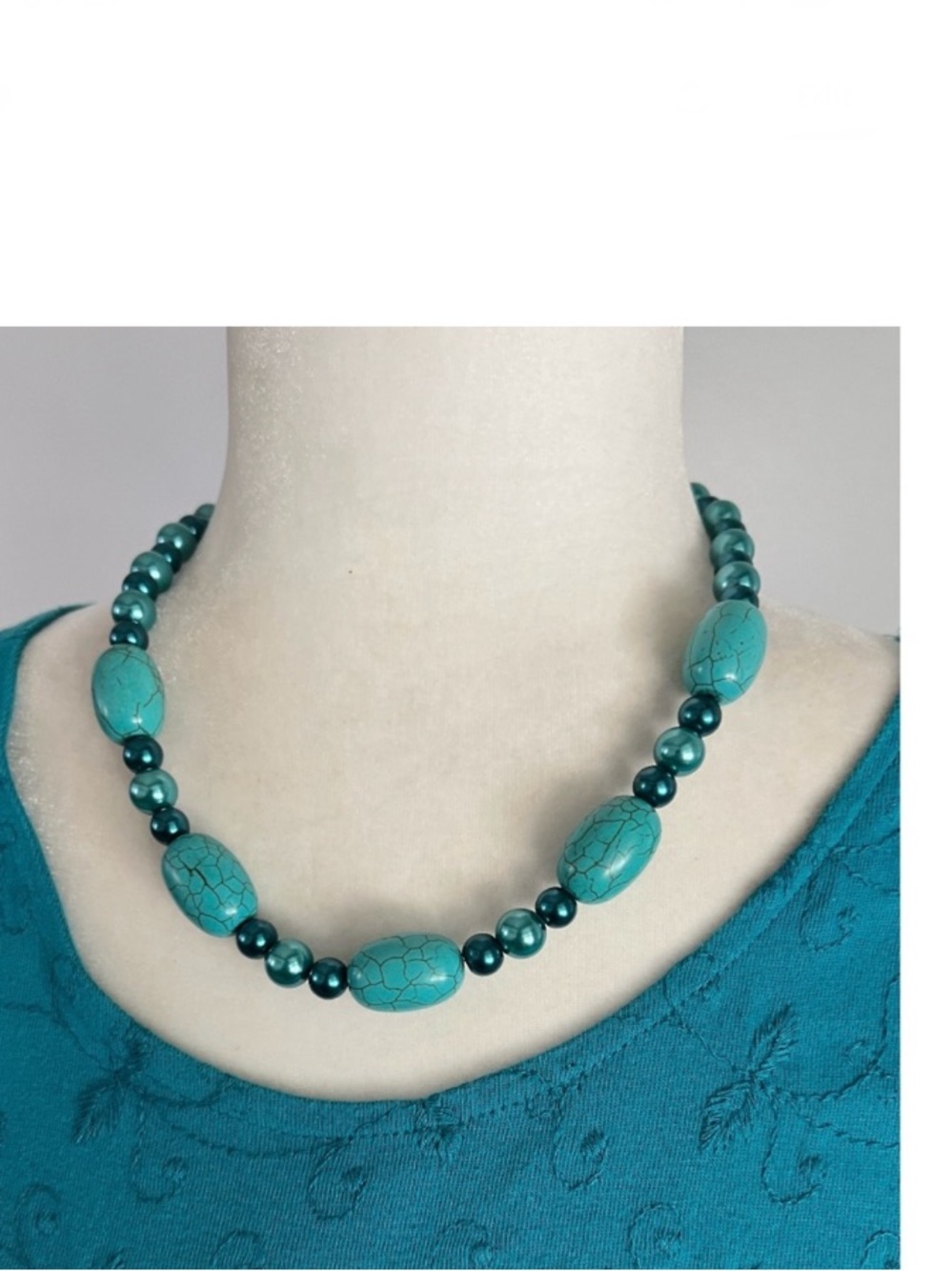 Turquoise & Teal Beaded Choker / Necklace Layering or Solo - Treasure Hunt Gift